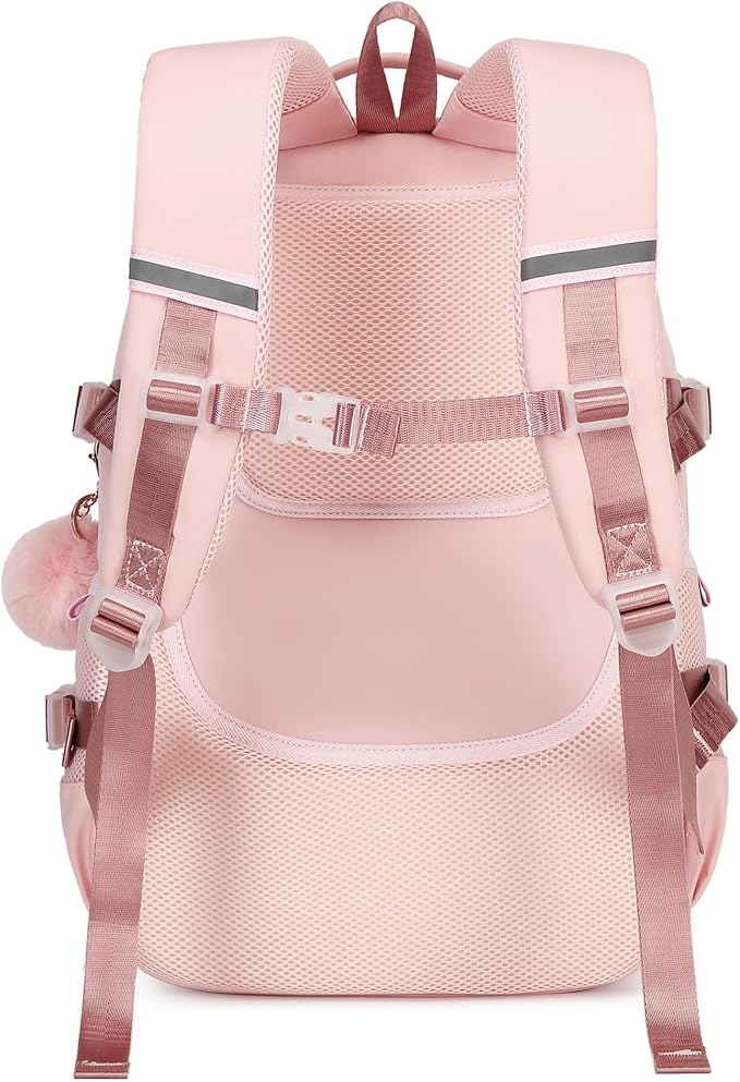KIDNUO Backpack for Girls, 15.6 Inch Laptop School Bag Kids Kindergarten Elementary College Backpacks Large Bookbags for Teen Girl Women Students Casual Travel Daypacks (Pink)