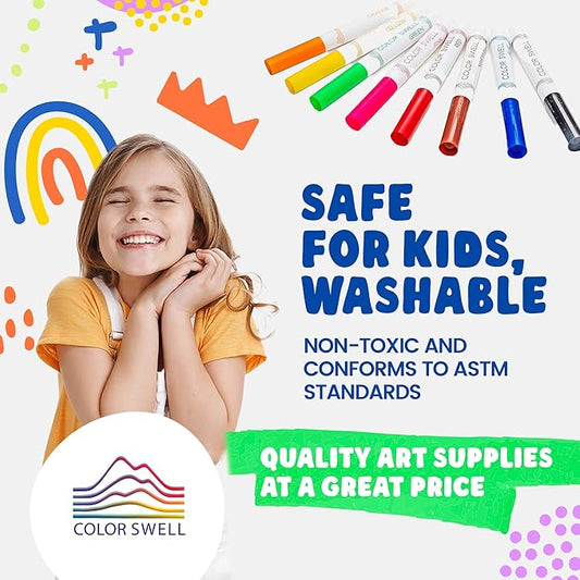 Color Swell Washable Markers Bulk 4 Pack of 8 Vibrant Colors Each for Kids, Adults, Teachers, Parties, and Families
