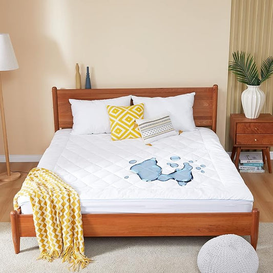California King Size Mattress Protector Waterproof Quilted Mattress Cover Cotton Mattress Pad Cover Extra Deep Pocket 18-22" Thin Version Hypoallergenic & Soft