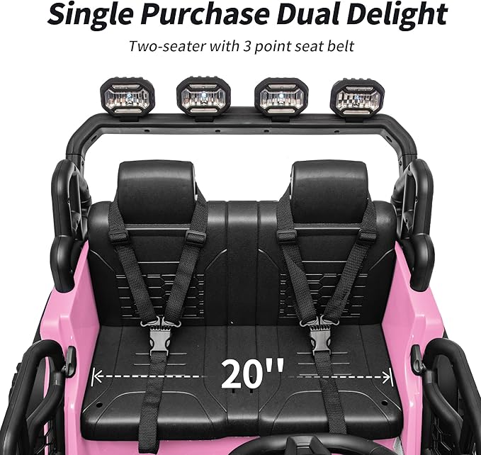 2 Seater Ride on Electric Car, 12V Ride on Toy Car for Kids 4-8 w/Remote Control, EVA Tires - Light Pink