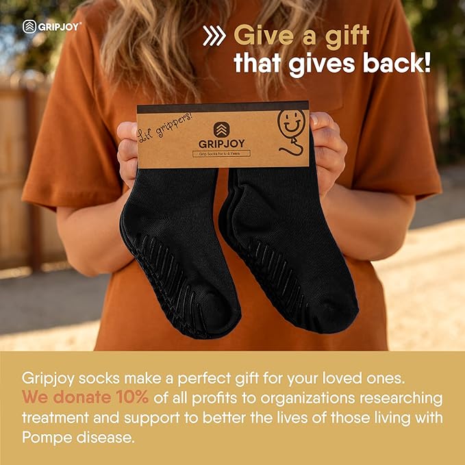 Gripjoy Toddler Socks with Grippers, Non-Slip for Kids, Enhanced Stability, Comfortable Cotton - 4 Pairs