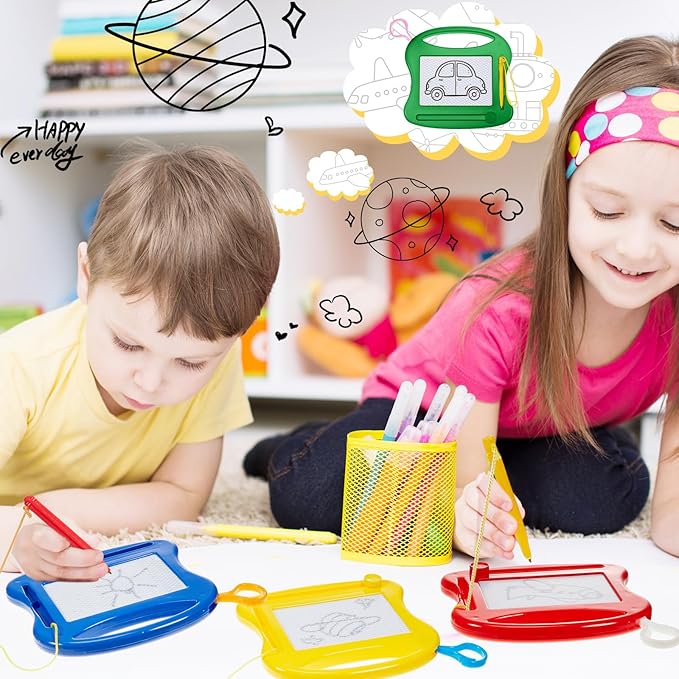 Tinlade 24 Pack Mini Magnetic Drawing Board for Kids, Small Erasable Doodle Sketch, Drawing Pad Bulk Gifts for Boy Girl Birthday Party Favor Classroom Prize Goodie Bag Stuffers (Mixed Color,Stylish)