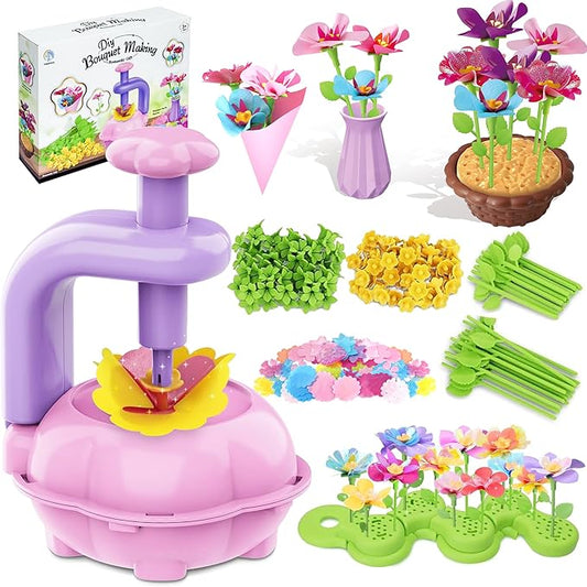 Fabric Flower Bouquets Toys – DIY Craft Kit for Kids, Pretend Flower Market Playset, Build Your Bouquet, Creative Arts & Crafts Educational Toy for Girls Ages 4-8, Birthday Gift for Kids