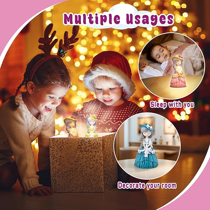 ASIOWELY Paint Your Own Lamp Kits,Arts and Crafts for Girls 8-12,DIY Arts Supplies for Kids Toys Ages 4-6-8,Princess Night Light Painting for Girl 5-10,Birthday Christmas Gifts for 3-12+ Years Old