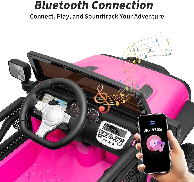 Kids Ride on Car Toy, 12V Electric Car for Kids with Remote Control, LED Light - Hot Pink