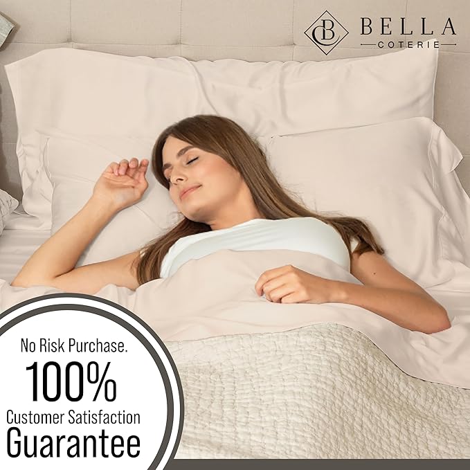 Bella Coterie Luxury Bamboo Viscose California King Size Fitted Sheet | 100% Organically Grown | Ultra Soft | Cooling for Hot Sleepers | 18" Deep Pocket [Champagne]