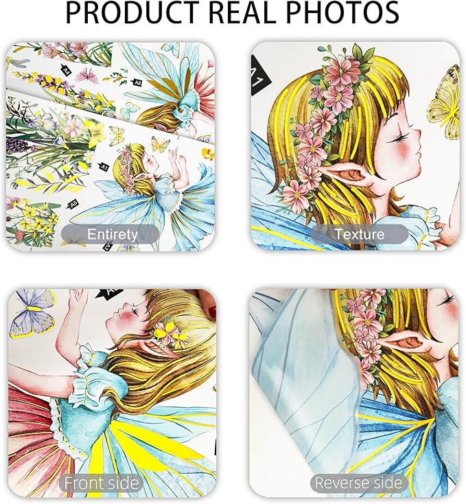 Flower Fairy and Butterfly Wall Decal Large Flower Field and Fairy Wall Stickers Fantasy Theme Peel and Stick Waterproof Decor Suitable for Children's Rooms Bedrooms