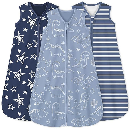 Yoofoss Baby Sleep Sack 0-6 Months 0.5 Tog Wearable Blanket for Baby, 3 Pack 100% Organic Cotton Infant Toddler Sleeping Sack 2-Way Zipper Lightweight Sleep Sack