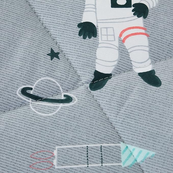 Brandream Kids Space Bedding Set Queen Size Boy Girl 100% Cotton Space Rocket Galaxy Comforter Set 3-Piece