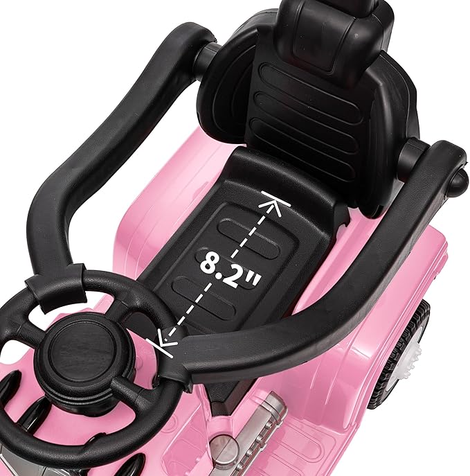 3-in-1 Ride on Push Car for Toddler with Handle, Toddler Ride on Toy for Boys, Stroller Sliding Walking Car w/Music, Horn and Lights - Light Pink