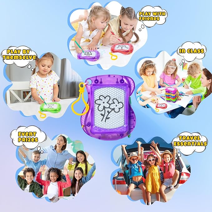 36 Pack Mini Magnetic Drawing Board for Kids, Backpack Keychain Clip Drawing Boards Goodie Bags Stuffers, Erasable Doodle Sketch Writing Pad for Boys Girls Classroom Reward Birthday Party Favor Gifts