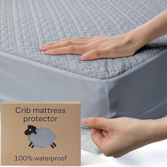 Niagara 1 Pack Viscose Made from Bamboo 100% Waterproof Crib Mattress Protector, Soft Breathable Crib Mattress Protector with Deep Pocket, Crib Mattress Pad for Toddler and Baby (52x28, Grey)