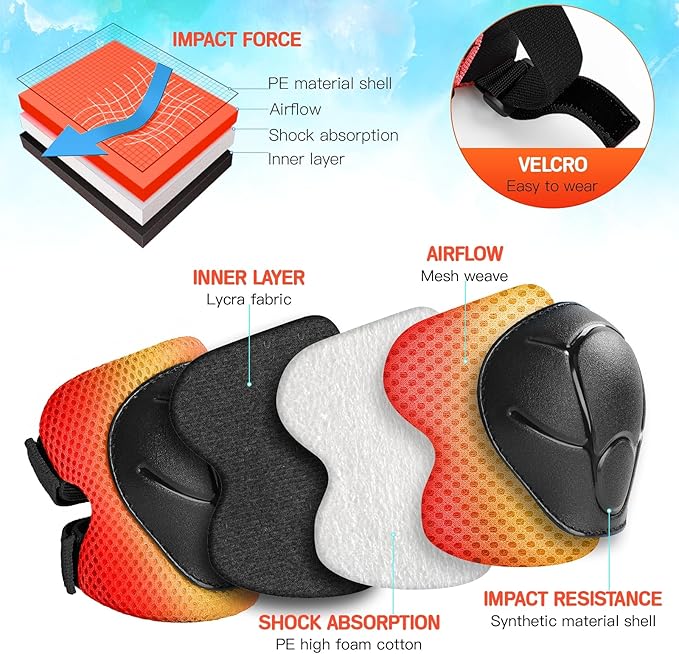 Kids Protective Gear Set Knee Pads for Kids 3-14 Years Toddler Knee and Elbow Pads with Wrist Guards 3 in 1 for Skating Cycling Bike Rollerblading Scooter