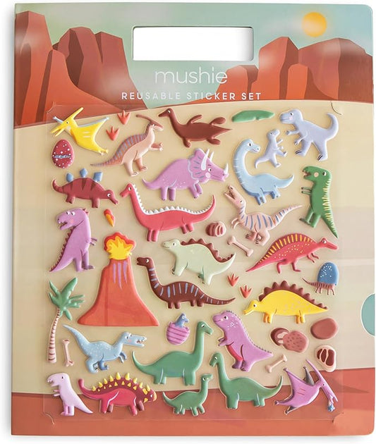 mushie Reusable Sticker Book Set (Dino) | 100+ Removable Puffy Stickers | Arts & Crafts Activity for Kids | Ages 3+