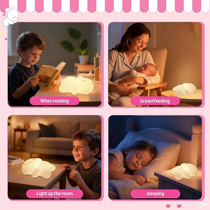 loatme Night Light for Kids, Rechargeable Dimmable Silicone LED Nightlight with 7 Colors, Baby Nursery Night Lamp, Touch Squishy Lamp, Cute Gifts for Girls, Boys, Toddler Room Decor, Lying Dog
