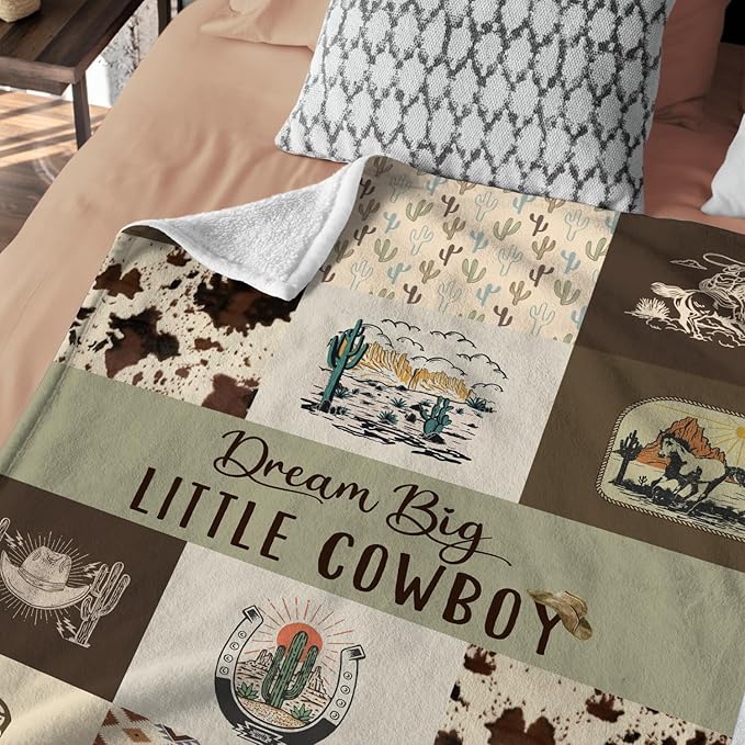 Western Blanket, Western Decor for Nursery Room, Baby Blankets for Boys Girls, Cowboy Baby Blankets, Western Baby Stuff, Soft Warm Lightweight Nursery Bed Blanket for Newborn Toddlers (03, 50x60 in)