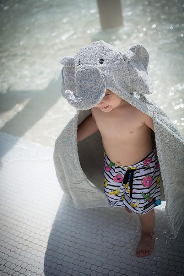 Hooded Baby Towel for Kids 2-8 | Large 100% Cotton Baby Towel for Girls or Boys | Cute Elephant Bath Towels for Babies and Toddlers