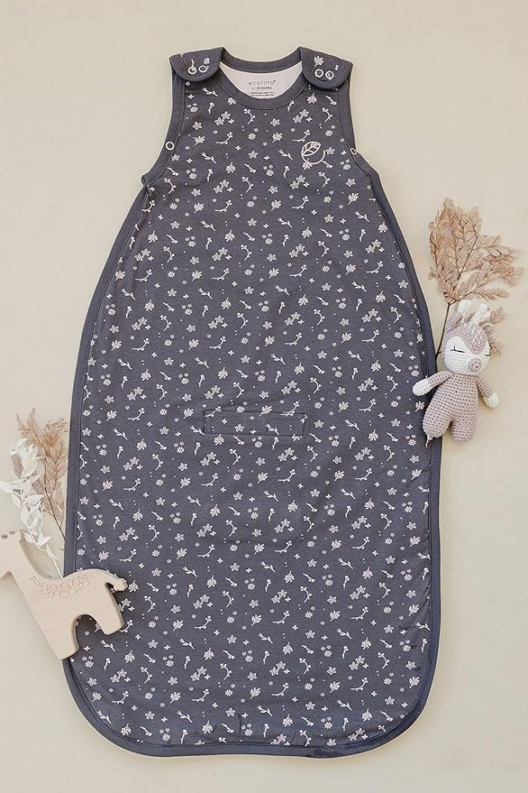 Ecolino Organic Cotton Baby Sleep Sack - 2-Way Zipper Baby Wearable Blanket - Infant to Toddler Sleeping Bag Sack - 2 Months - 2 Years - Small Flower