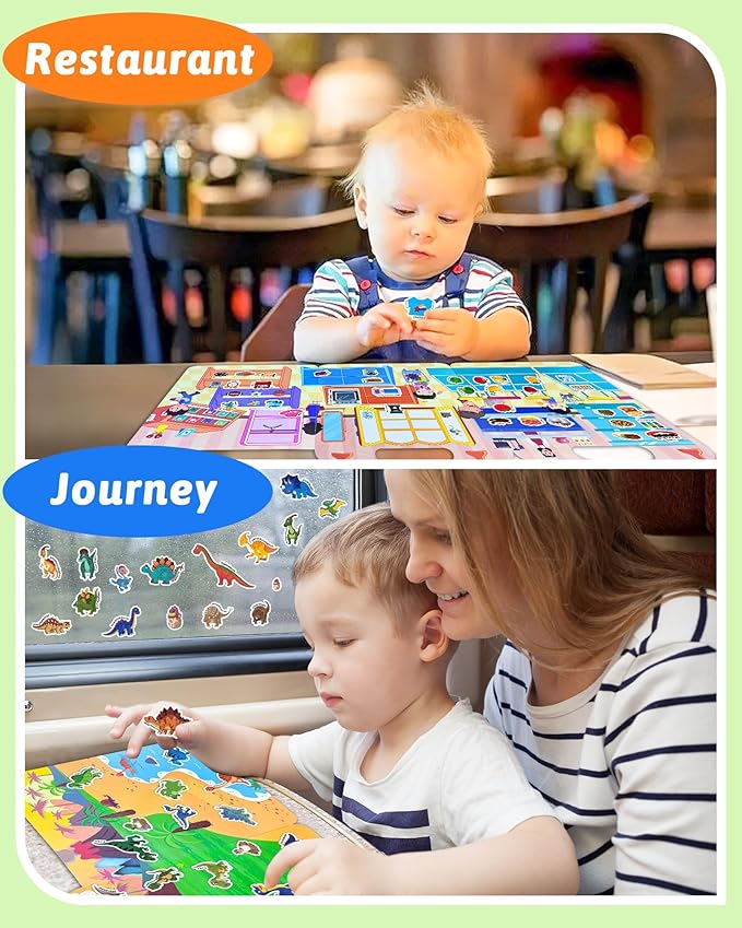Benresive Reusable Sticker Books for Toddlers, 3 Sets Travel Stickers for Kids, Toddler Sticker Book, Crafts Activities for Toddlers, 3 and Up Birthday Gifts Travel Toys