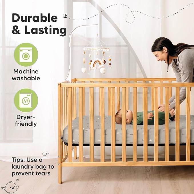 KeaBabies 2-Pack Fitted Crib Sheets for Boys, Girls, Baby - Soft Bamboo Viscose Cotton, 52x28 Standard Crib Mattress Sheets, Toddler Bed Mattress Cover, Gender Neutral, Breathable, Durable (Savannah)
