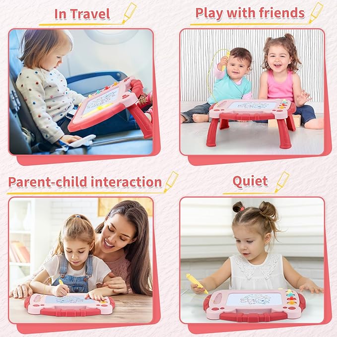 HCFJEH Magnetic Drawing Board, Sketch Doodle Board Pad Toy, Educational Learning Toys for Toddlers 3, Learning Toys for Baby Kids Boys Girls 3 Year Old Birthday Gift (Red)