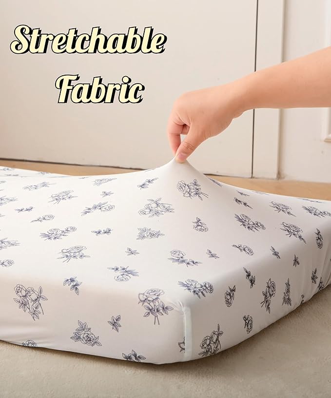 SDY Jersey Crib Sheets for Baby Boys and Girls,52”x28”x8, 2 Pack,Neutral Flower Standard Oval/Retangle Fitted Crib Sheets for Toddler,Super Soft Breathable