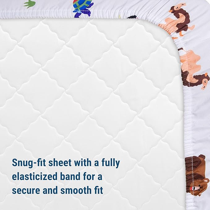 Wildkin Kids 100% Microfiber Crib Sheet – Soft, Breathable Fitted Sheet - Jurassic Dinosaurs