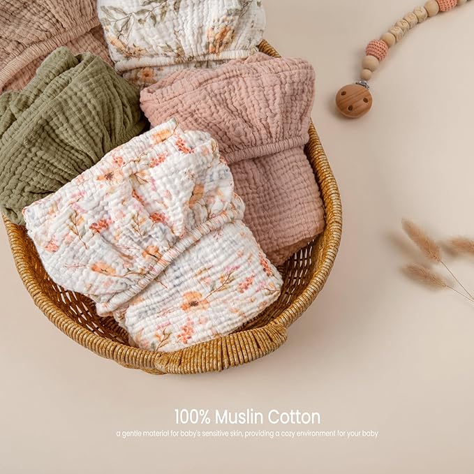lulumoon Baby Bassinet Sheets Muslin: Cotton Bedside Bassinet Sheets Floral for Girls - Fitted for Bedside Sleeper Mattress