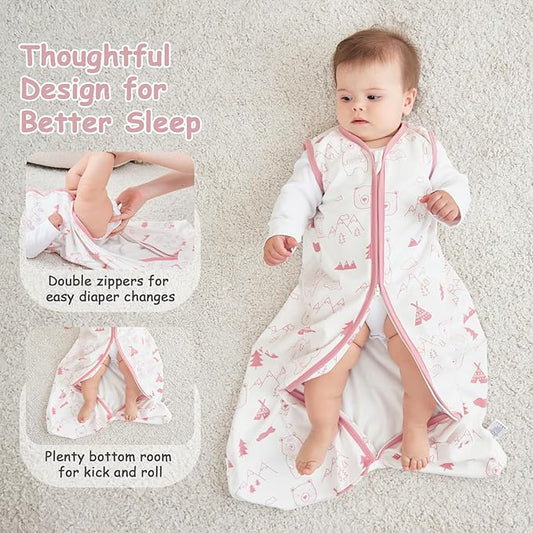 Looxii Baby Sleep Sack 0.5 TOG, 100% Cotton 3 Pack Wearable Blanket Baby Sleep Bag for Newborn Infant, 2-Way Zipper Lightweight Toddler Sleeping Sack 12-18 Months