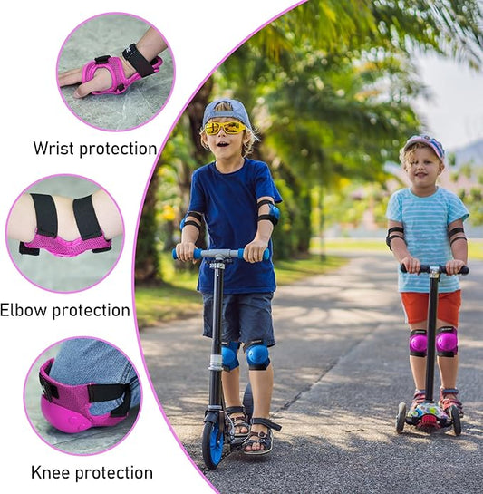 PAPAISON Kids/Youth Knee Pad, Elbow Pads & Wrist Guards for Inline Skating Bike Cycling Skateboard Scooter, 3 in 1 Protective Gear Set for Girls Boys Adult
