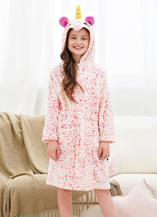 Doctor Unicorn Soft Unicorn Hooded Bathrobe Sleepwear - Unicorn Gifts for Girls