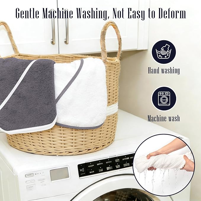2 Pack Baby Bath Towel - Rayon Made from Bamboo, Ultra Soft Hooded Towels for Babies,Toddler,Infant - Newborn Essential -Perfect Baby Registry Gifts (White and Dark Grey, 30x30 Inch)