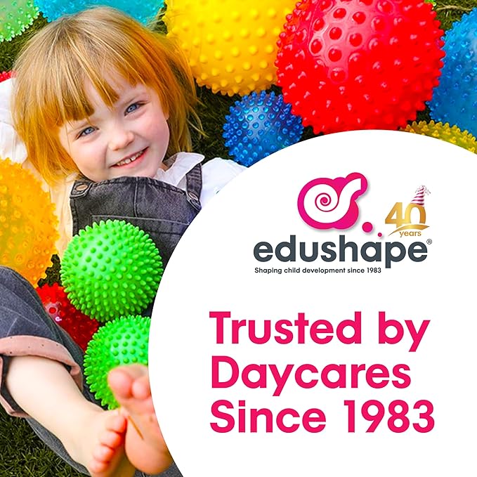 Edushape Original Sensory Balls - Pack of 3 Colorful Baby Balls and Toddler Ball; Enhances Gross Motor Skills for Kids 6 Months and Up
