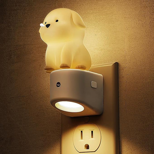 L LOHAS LED Plug in Night Light for Kids, 3D Cute Puppy Night Lights with Dusk to Dawn Sensor, RGB+Soft White 3000K Dog Night Light, Birthday Gift Nightlight for Kids, Room Decor