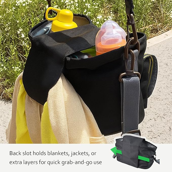 carrotez Universal Stroller Caddy – Large Capacity Organizer with Cup Holders & Front Wipes Pocket