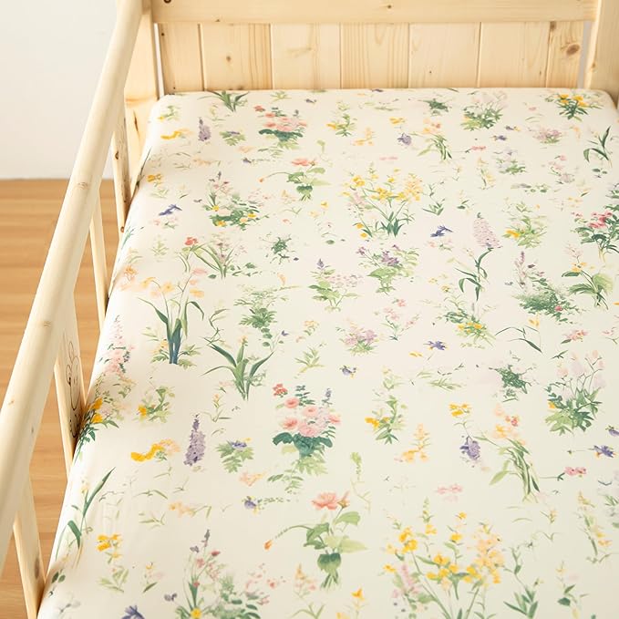 SDIII 2 Pack Floral Crib Sheets for Baby Girl 52×28 Stretchy Microfiber Jersey Knit Fall Crib Sheets Floral for Standard Crib and Toddler Mattress