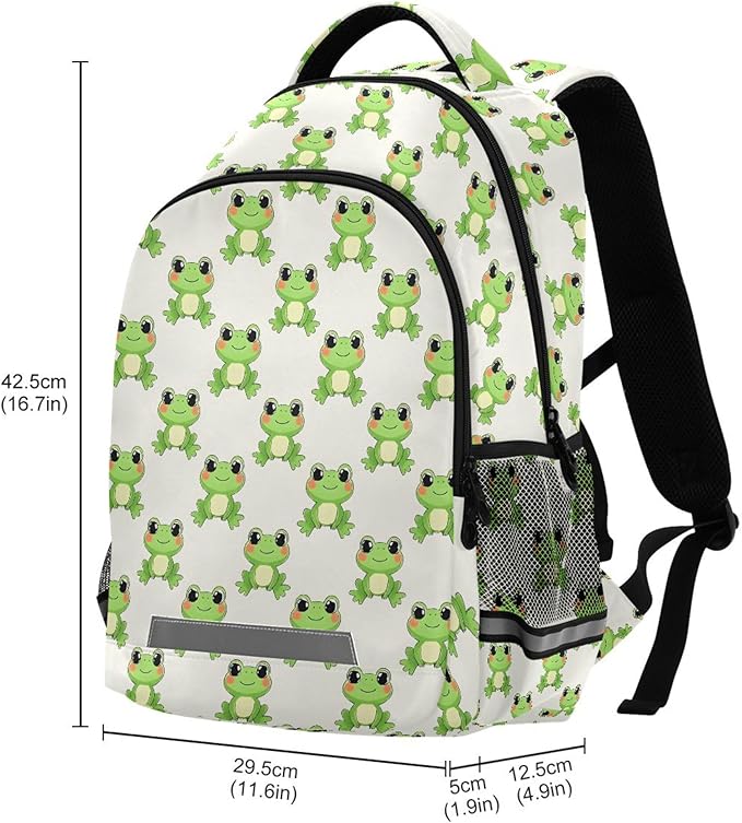 MNSRUU Laptop Backpack with Chest Strap, Frog Cute School Backpack, Travel Hiking Bag for Boys Girls Teen College Adult, Rucksack Knapsack