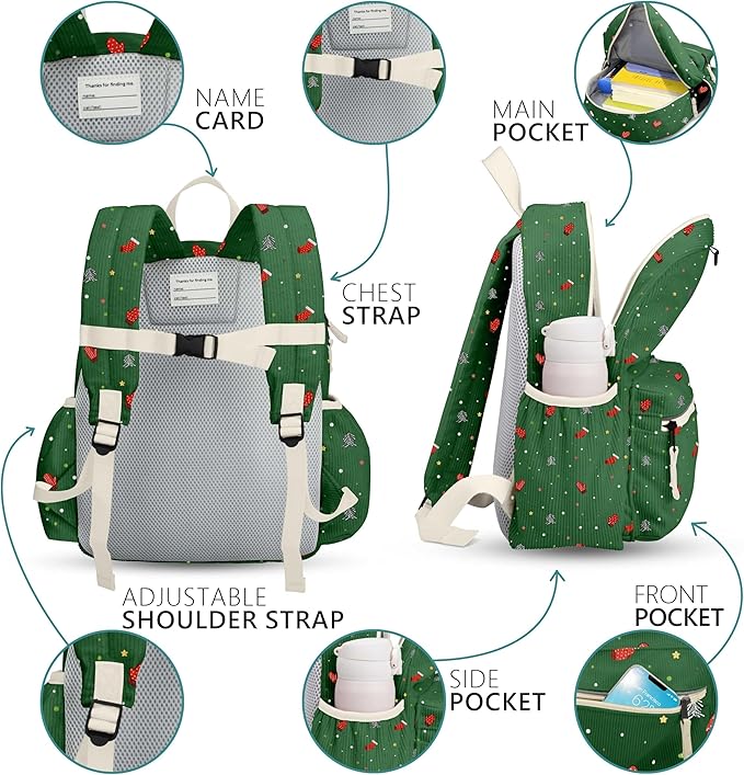 atgark Corduroy Toddler Backpack for Girls 2-5: Preschool Backpack for Girls