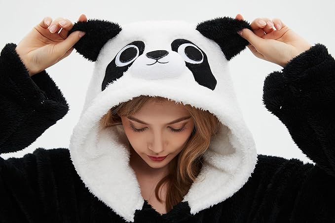 CuteOn Bathrobe for Women Soft Fleece Hooded Plush Loungewear