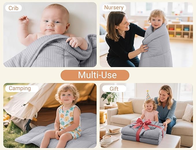 ZPECC Toddler Bedding Set - 4 Piece Hypoallergenic Baby Crib Bedding Set for Boys and Girls, Includes Toddler Comforter, Flat Sheet, Fitted Sheet and Pillowcase, Grey Stripe