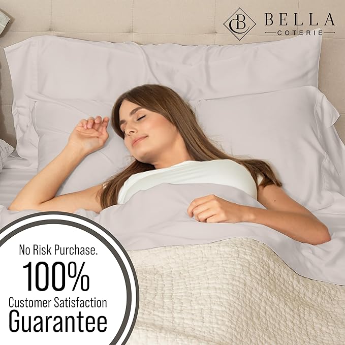 Bella Coterie Luxury Bamboo Viscose Cal King Size Fitted Sheet | 100% Organically Grown | Ultra Soft | Cooling for Hot Sleepers | 18" Deep Pocket [Dune]
