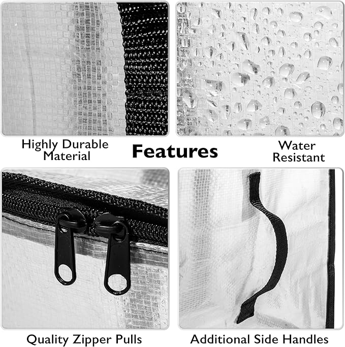 ClearSpace Heavy Duty Moving Bags or Storage Bags – Clear Storage Bins with Lids, Large Moving Boxes with Backpack Straps & Zippers,– Packing Box & Moving Supplies for College Dorm, 3 Pack
