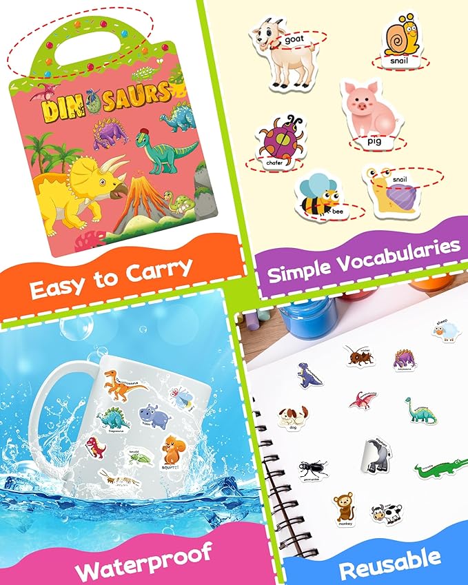Benresive Reusable Sticker Books for Kids 2-4, Sticker Books for Toddlers 1-3 2-4, Toddler Travel Toys Activities Crafts Gifts