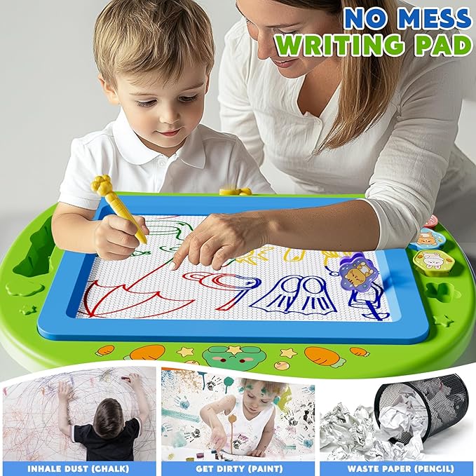 Large Magnetic Drawing Board 13 × 17 in Doodle Board Toddler Toys for Girls Boys 3 4 5 6 7 Year Old Kids, Preschool Educational Travel Toys Gifts Etch A Colorful Sketch Magnet Erasable Writing Pad
