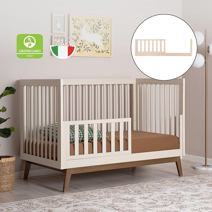dadada Baby Toddler Bed Rail – Crib Conversion Kit for Brand Crib Models Only (Soho, Austin, Lala, Bliss & Spirit) – Solid Beechwood, Made in Italy, GREENGUARD Gold Certified (Almond Milk)