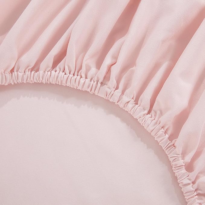 HOMBYS 3 Pieces Princess Pink CribBedding Set for Baby Girls, Ultra Soft Blush Pinch Pleat Comforter Set with Ruffles for All Season