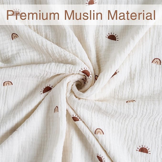 Meracorallo Muslin Fitted Crib Sheet, Soft and Breathable Baby Crib Sheet for Standard Crib and Toddler Mattresses, Sun Rainbow