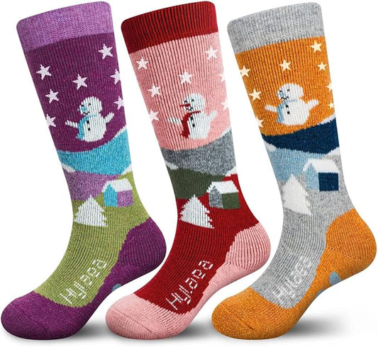 Hylaea Merino Wool Ski Socks Kids, Knee-high Warm Thermal Snowboard Skating Socks for Boys Girls Toddler