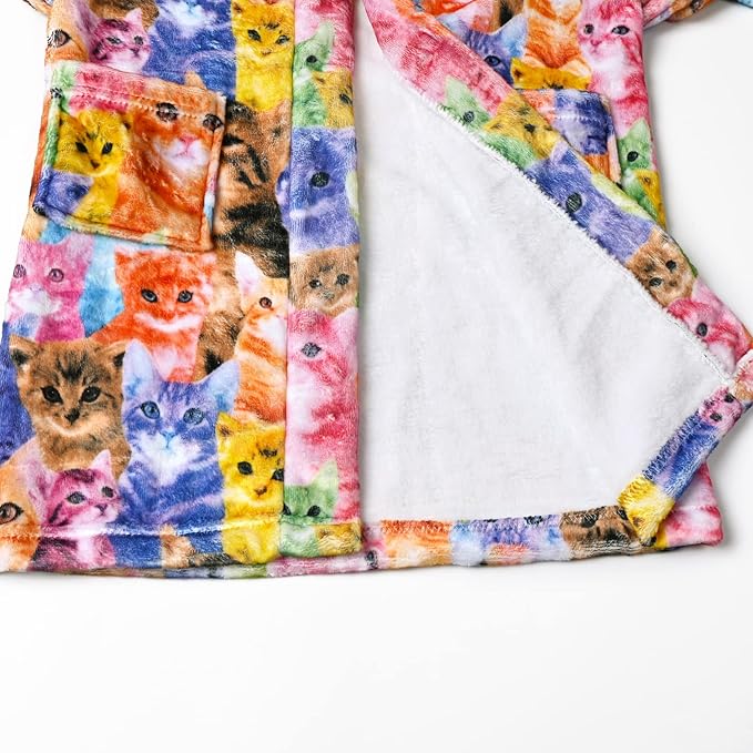 CHILDRENSTAR Girls Robe Kids Cat Bathrobes Plush Soft Fleece Pajamas Sleepwear