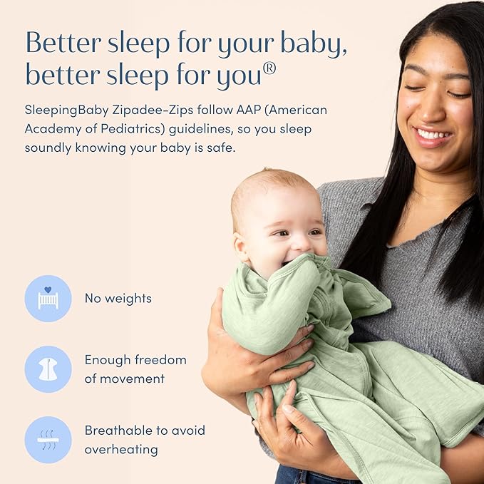 SleepingBaby Zipadee-Zip Transition Swaddle - Cozy Baby Swaddling Blanket with Zipper Convenience - Roomy Wearable Blanket for Easy Diaper Changes - 4-8 Month - Zen Garden Green Heather